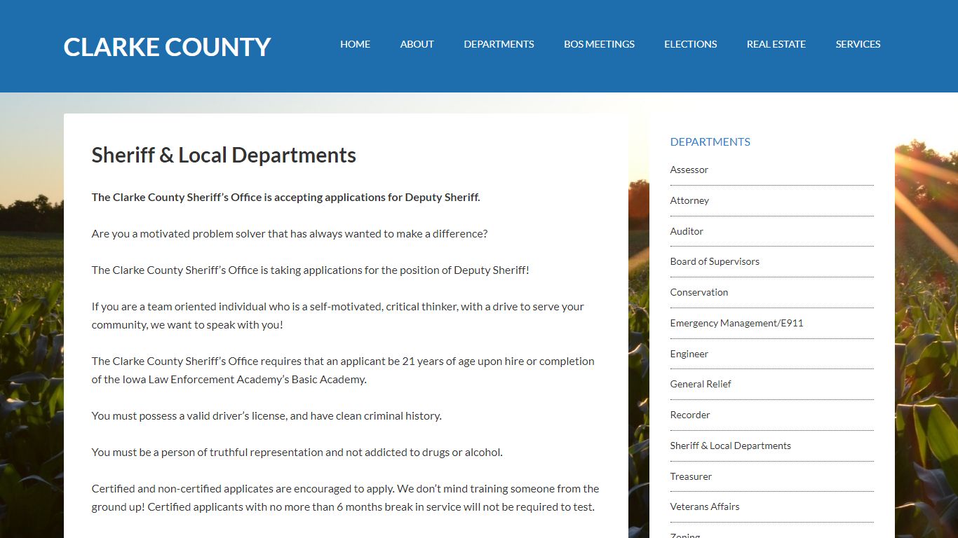 Sheriff & Local Departments - Clarke County Iowa